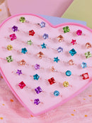 Joias infantil princesa desenho animado anel fosco com pedras preciosas