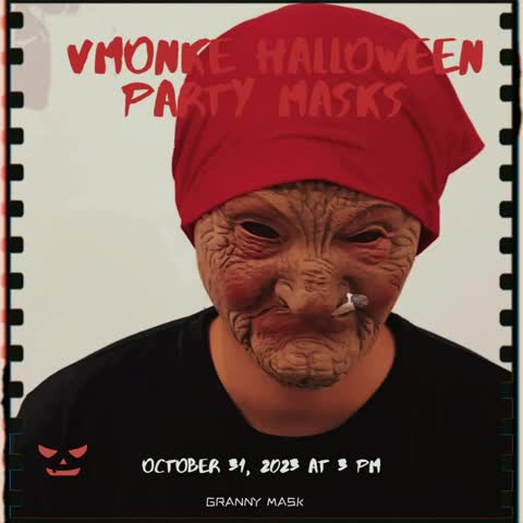 [Máscara de Halloween do Capuz Vermelho] Máscara de Halloween, Chapeuzinho Vermelho Fumando Vovó Velha