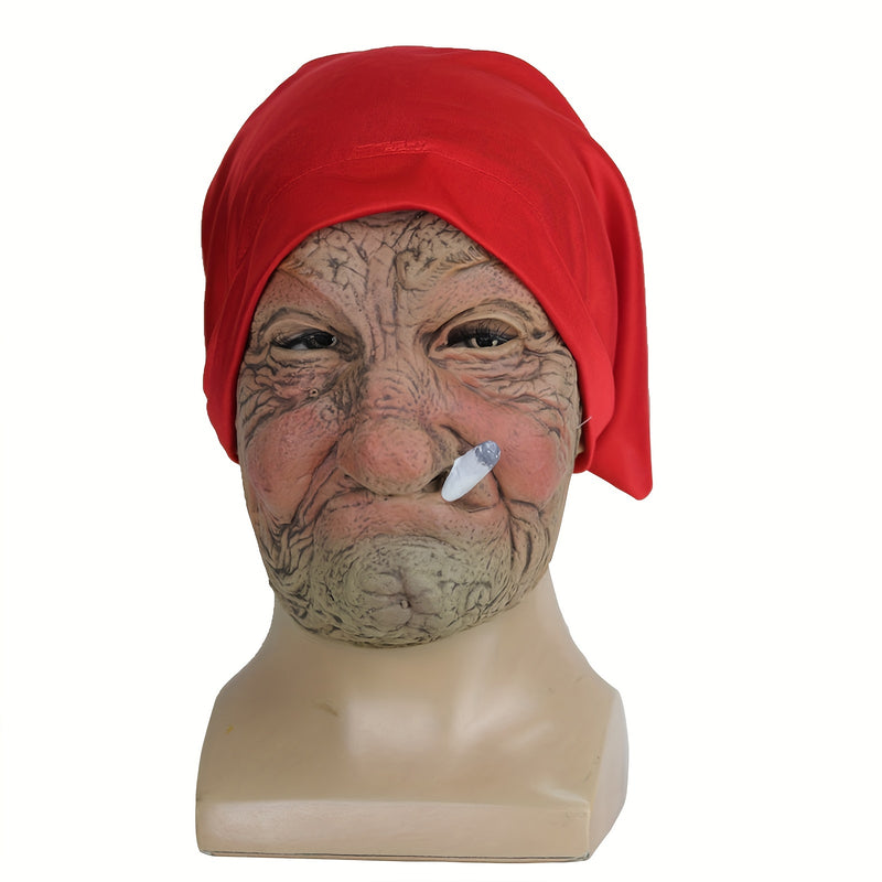 [Máscara de Halloween do Capuz Vermelho] Máscara de Halloween, Chapeuzinho Vermelho Fumando Vovó Velha