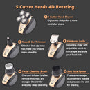 Barbeador elétrico para homens, 5 em 1 kit de barbear elétrico aparador de cabelo sem fio aparador de cabelo à prova d'água USB recarregável