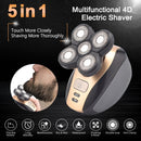 Barbeador elétrico para homens, 5 em 1 kit de barbear elétrico aparador de cabelo sem fio aparador de cabelo à prova d'água USB recarregável