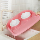 Tigela de plástico antiderrapante para animais de estimação, tigela dupla anti-batida, para comer e beber, alimentador de cachorro de dupla finalidade