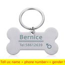 Etiqueta personalizada de identificação de cachorro de gato de estimação chaveiro com nome de identificação de animal de estimação gravado para gato filhote de cachorro coleira de cachorro pingente chaveiro de osso acessórios para animais de estimação.