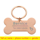 Etiqueta personalizada de identificação de cachorro de gato de estimação chaveiro com nome de identificação de animal de estimação gravado para gato filhote de cachorro coleira de cachorro pingente chaveiro de osso acessórios para animais de estimação.