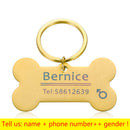Etiqueta personalizada de identificação de cachorro de gato de estimação chaveiro com nome de identificação de animal de estimação gravado para gato filhote de cachorro coleira de cachorro pingente chaveiro de osso acessórios para animais de estimação.